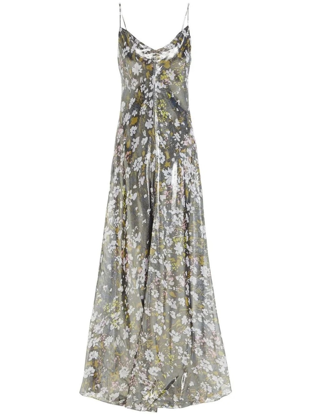 Ganni Cutout Floral-Print Silk-Blend Lamé
Maxi Slip Dress